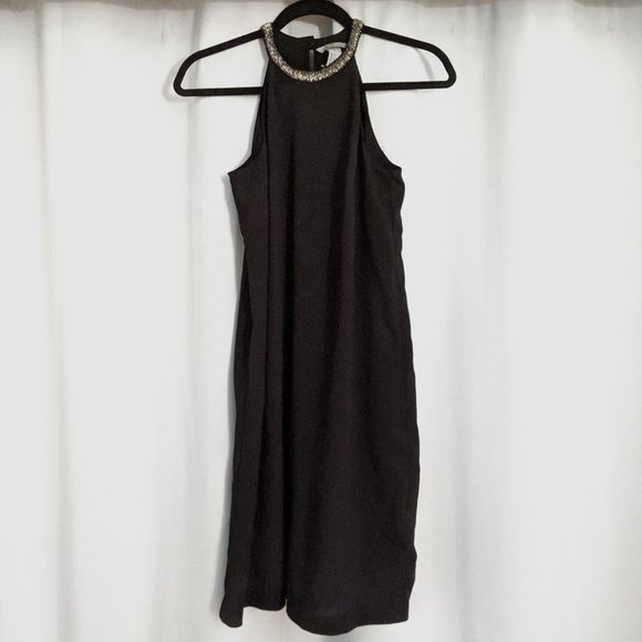 H&M Black Beaded Shift Cocktail Dress - Size 6 - Picture 2 of 6